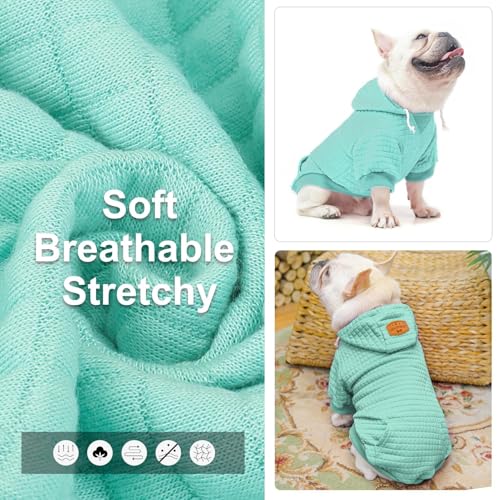 Image of BEAUTYZOO Dog Hoodies Sweater for Small Dogs,Waffle‑Like Laminated Pet Coat | Warm Dog Sweatshirt with Pocket & Leash Hole,Pullover Clothes for Girl Boy Dogs & Cats,Stretchy & Easy‑On‑Off,Chihuahua Puppy