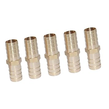 Moxic Brass Barbed Hose Tube Pipe Pagoda Fitting Coupler Connector 5Pcs 16mm-16mm