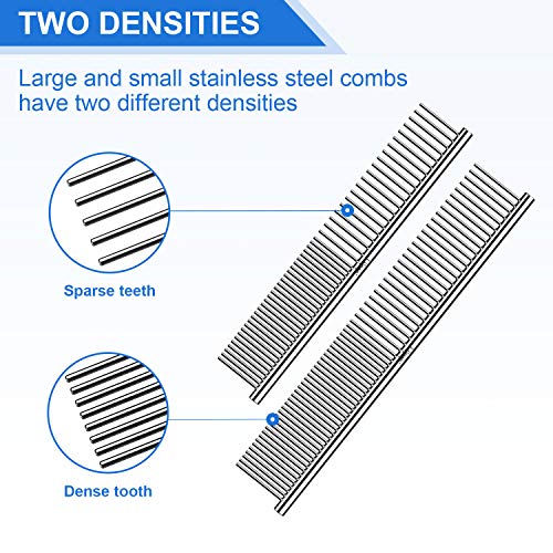Pet Steel Comb Grooming Comb, Double-Sided Stainless Steel Dog Comb, Available In 2 Different Sizes, Lilpep Is Used For Cleaning And Massage, Grooming, Removing Tangles, Suitable For Pet Cats And Dogs #TOP5