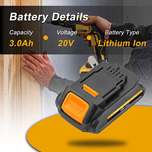 2Pc Dcb203 3.0Ah Battery Replacement For Dewalt 20V Battery Dcb206 Dcb206-2 Dcb201 Dcb204 Compatible With Dewalt 20 Volt Battery Dcd985B Dcd771C2 Dcs355D1 Power Tools+1 X Dcb105 Charger #TOP1