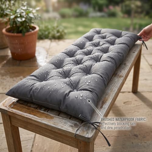 Coussin de banc d'extérieur imperméable gris anti-glisse