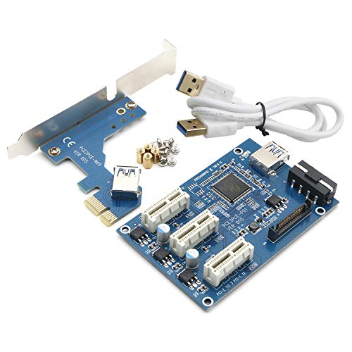 JIUWU PCI-e Express 1X to 3 Port 1X Switch Multiplier HUB Riser Card + USB Cable