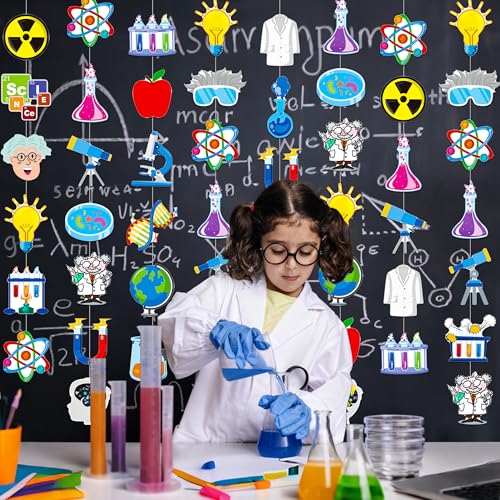 8pcs Science Party Hanging Garlands Science Birthday Party Decorations Chemistry Laboratory Theme Room Wall Decor for Chemistry Theme Birthday Baby Shower Supplies - Thumbnail 7