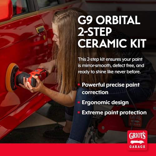 Image of Griot's Garage G9 Orbital 2-Step Ceramic Kit for Car Polishing and Detailing, Includes Orbital Polisher, BOSS Correcting Cream, 6.5 inch Foam Pads, Ceramic 3-in-1 Wax, and Microfiber Towels, 11558