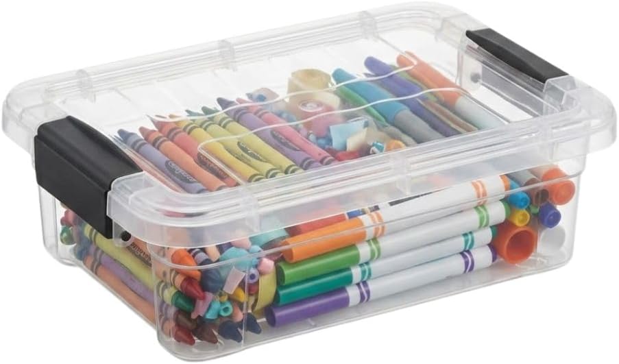 Superio 0.7 Quart Mini Clear Plastic Storage Container with Lid, Stackable Small Organizer Box for Crayons, Art Supplies, Beads, Sewing, Stationery & Food Storage, 1 Pack