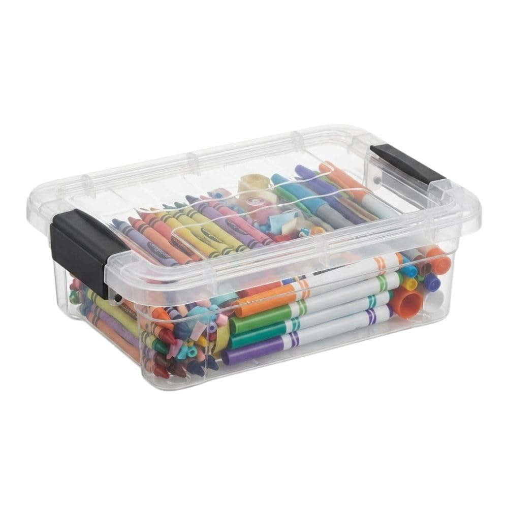 Superio 0.7 Quart Mini Clear Plastic Storage Container with Lid, Stackable Small Organizer Box for Crayons, Art Supplies, Beads, Sewing, Stationery &amp; Food Storage, 8 Pack