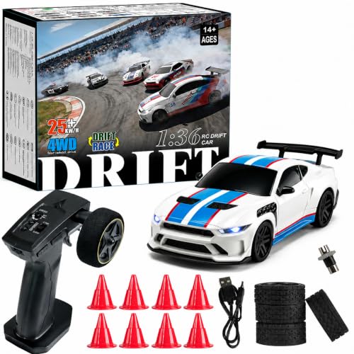 VROYAP [2026 New 1/36 Mini RC Drift Car with Gyro 4WD All-Metal Drivetrain
