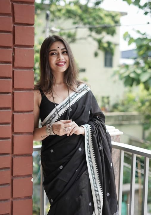 Image of Flosive Women's Woven Cotton Silk Saree With Unstitched Blouse Piece