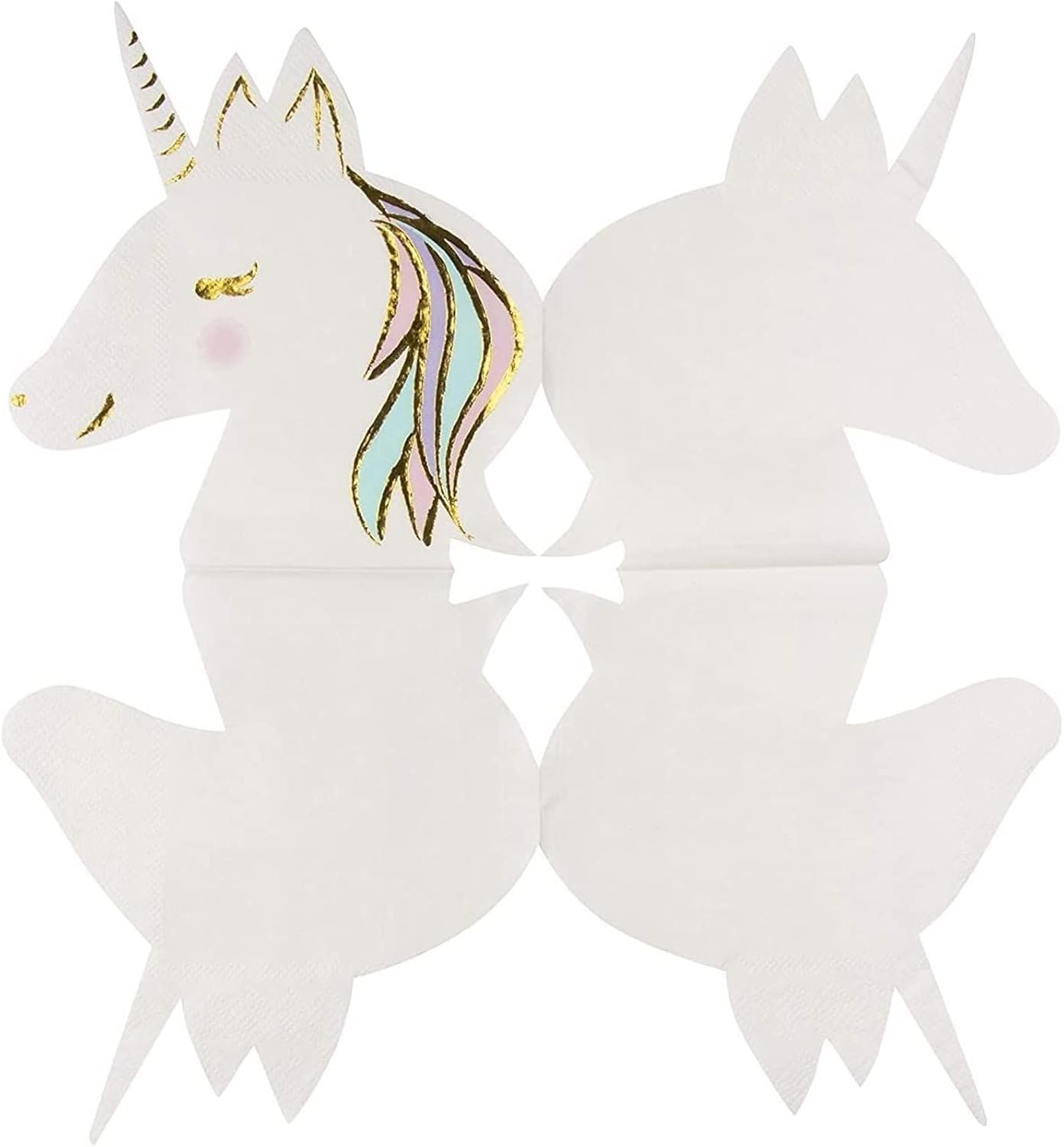 BLUE PANDA Unicorn Die-Cut Cocktail Napkins - 50-Pack, 3-Ply, 6.5 x 6.3 in, Multi-Color, Gold Foil - for Cocktail Parties & Birthday Party Supply - Image 4