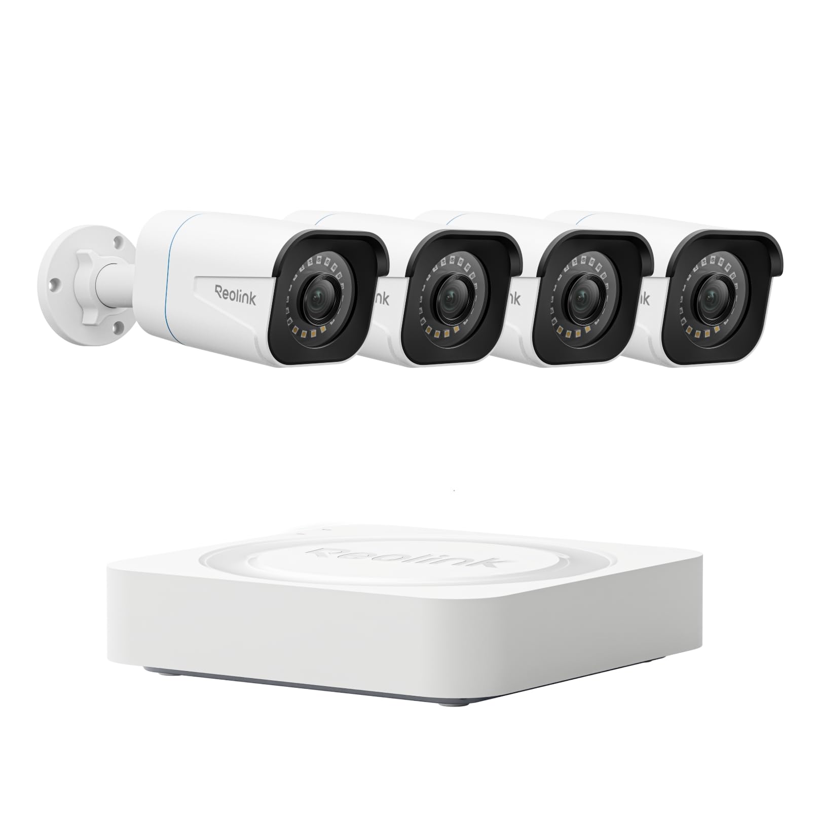 Reolink Caméra IP PoE 4K avec Détection, Étanche IP67, RLC-810A×4+RLN4E | Caméra de Surveillance Extérieure, Détection Personne/Véhicule/Animal, NVR 4CN PoE