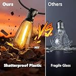 Lomotech Lumières à cordes extérieures, 100Ft Lumières à cordes Patio avec 42+2 Shatterproof ST38 Ampoules vintage Edison, étanches LED Lampes extérieures à suspension pour jardinier (blanc chaud)