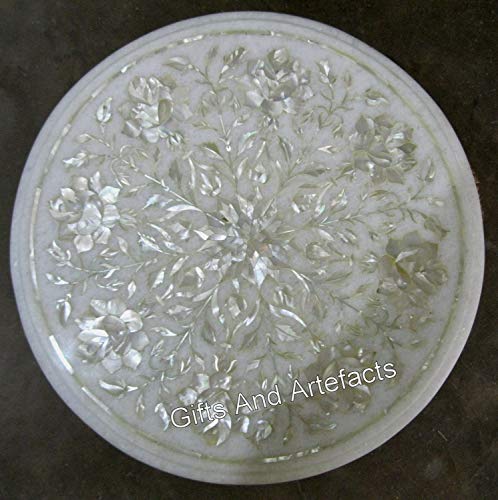 Table d'appoint ronde marbre blanc 38cm pour petit espace salon - 3