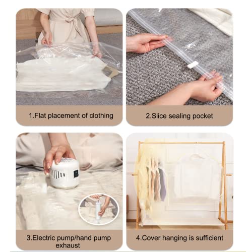 Hanging Vacuum Storage Bags, 4 Pack Vacuum Bag for Clothes Space Saving Vacuum Storage Bags for Suits Coats - Image 4