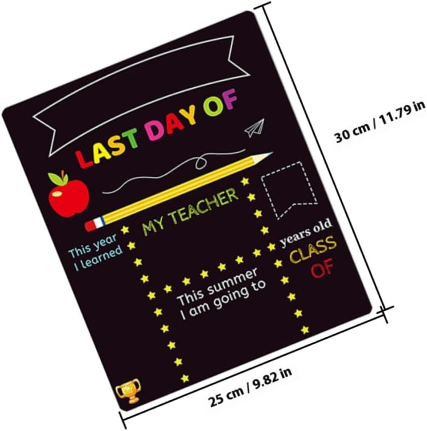 2pcs Chalkboard Writing Board with PVC Message Sign for Kindergarten and Elementary School First Day Photo Prop Educational
