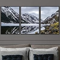 3 Piece Framed Canvas Wall Art Winter Lake Canvas Prints Home Artwork Decoration for Living Room,Bedroom - 16