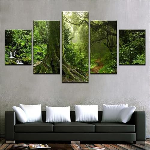 Diamond Painting Kit Complet 5 Pièces Arbre de la Forêt pour Broderie Diamant Salon 125x63cm