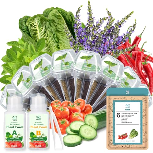 Assorted Seed Pods for All Hydroponics Growing Systems, 8 Pods with 600+ Seeds of Romaine, Basil, Cherry Tomato, Cucumber, Cayenne Pepper and Lavender