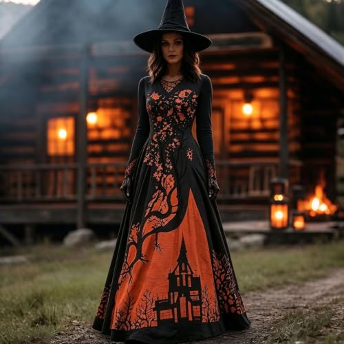 Women Witch Dress 2026 Halloween Medieval Vampire Costumes Gothic Dresses - image 5