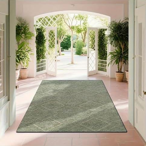 Tapis texture verte moderne imitation cachemire douceur premium 100x160