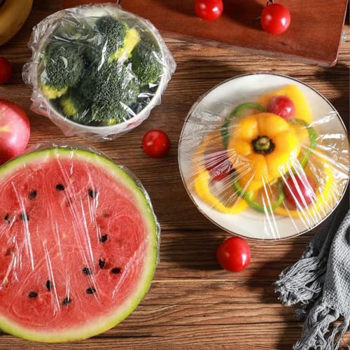Image of 300PCS Plastic Elastic Bowl Covers Reusable,Food Storage Covers with Elastic Bowl Covers for Leftover, Plastic Covers for Bowls Fresh Keeping Bags for Family Outdoor Picnic (300-PCS)