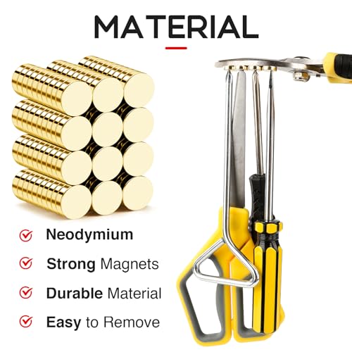 Image of 120 Pcs Gold Fridge Magnets, 10x3mm Small Rare Earth Magnets Neodymium Magnet for Refrigerator School, Whiteboard, Crafts, DIY