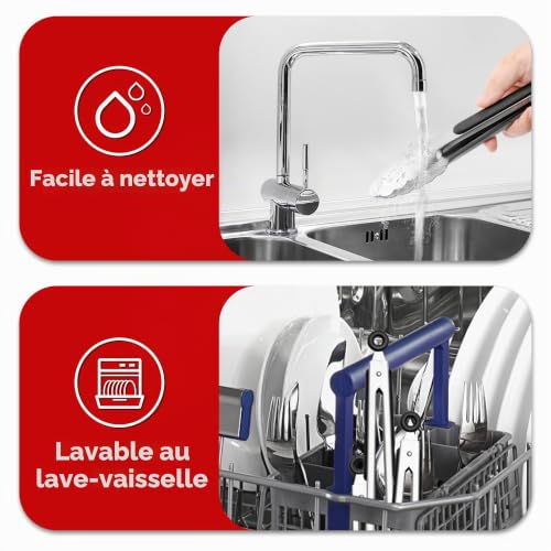 Lot de 3 petites pinces de cuisine de 18 cm, pinces à glace en acier inoxydable, de service pour apéritifs, salades, buffets (18 cm, 3 pièces) – vue 6