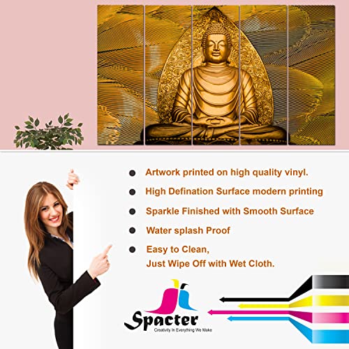Image of Spacter art Lord Buddha Wall Painting for Living Room Big Size - Meditating Gautam Buddha Painting Wall Decor Peaceful Art for Bedroom, Office, Hotels & Gifting - Wooden Framed (30x60 inch) SP94