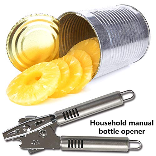 Abridor de latas de aço inoxidável limpo manual com corte lateral para abridor de garrafas