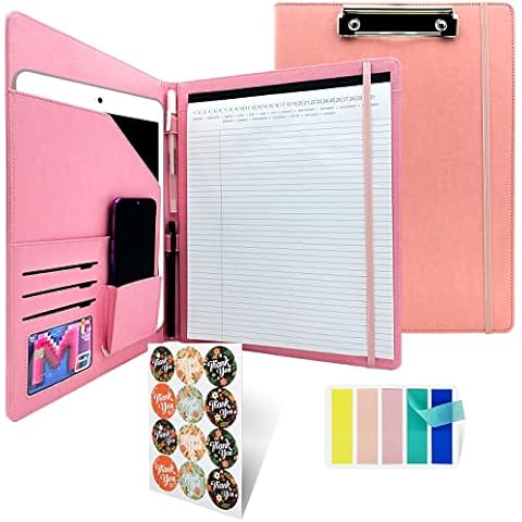 Foldable Padfolio Clipboard with Multi-Pockets Cover