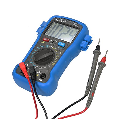 HoldPeak Digital Multimeter with 1999 Counts LCD Backlight - Resistance Capacitance Inductance and Transistor hFE Tester - Automatic CDS Sensor and Wrist Strap Included