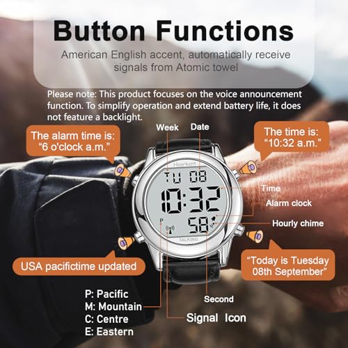 Montre parlante atomique malentendant - Heure auto et grands chiffres - 3
