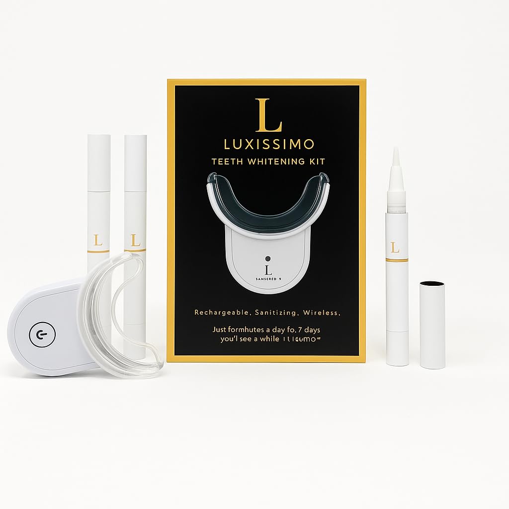 Professional LED Teeth Whitening Kit with 3 Whitening Pens Rechargeable Wireless Device UV-Activated Technology 15 Min Daily Treatment