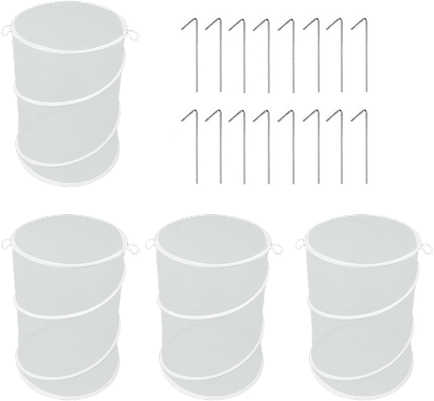 4PCs Steel Frame Plant Protections Covers Net Barrier Netting for Outdoor Gardens 16 Stakes Included Heavy Duty Garden Plant Guard Covers