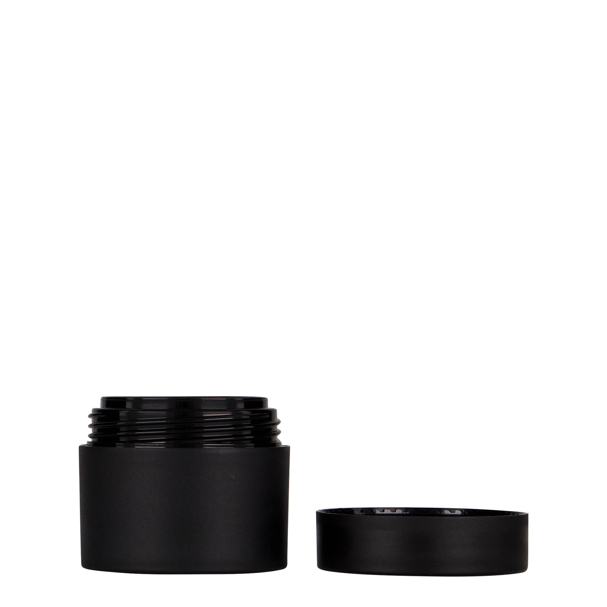 kosmetyczny Antonella PP, 30 ml, puszka z podwójną ścianką, czarna, z zakrętką, zestaw 24 szt. do kremów, maści, produktów do pielęgnacji