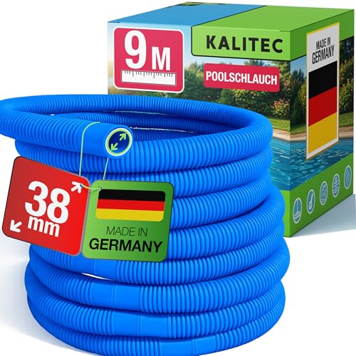 Kalitec Poolschlauch 38mm 9m blau Poolschlauch flexibel & trennbar Schlauch für Poolpumpe Skimmer & Sandfilteranlage Pumpenschlauch 38 mm Innendurchmesser