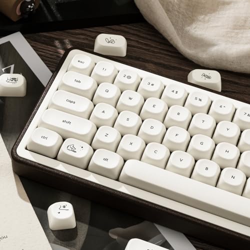Image of PBT Keycaps Cream White Cat Cute 124 Keys MX Switch Key Cap