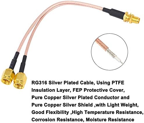 YILIANDUO SMA Splitter Extension Cable SMA Female to DuaL SMA Male Straight Y-type Splitter Combiner Pigtail Cable RG316 15CM/ 5.9 inch for WiFi Router Antenna Gateway Modem Pack of 2