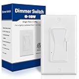 0-10V LED Dimmer Switch, Low Voltage Dimmer Switch for Dimmable LED Lights, CFL, Halogen and Incandescent Bulbs, Single-Pole or 3-Way, Wallplate Included, ETL Listed (White, 1 Pack)