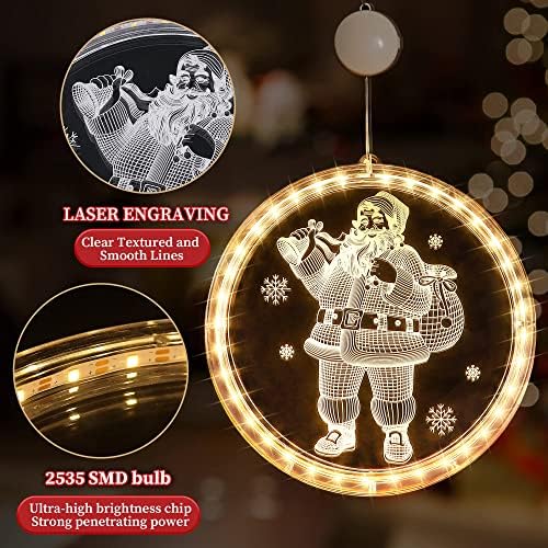 Christmas Window Lights Decorations, Enlarged LED Christmas Light for Windows Outdoor Indoor Decorations Hanging 3D Lights Battery Operated for Fireplace Christmas Tree Bedroom Decor (Santa Claus)