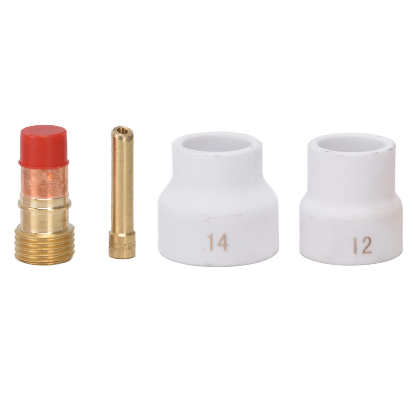 4 Pièces Kit de Lentilles à Gaz Buse en Céramique Blanche Connecteur de Porte-électrode à Biseau Court Accessoires de Soudage TIG pour WP 17 18 26