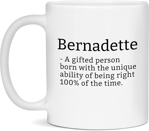 Taza de Bernadette sarcástica con definición de Bernadette, taza de Bernadette personalizada, 11 onzas