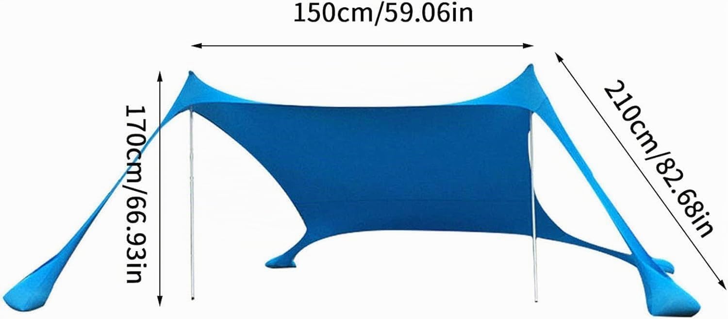 Tente d'ombrage en - 210 x 150 x 170 cm - avec Sac de Sable - Protection avec Sac de Sable - Ancre pour Plage, Pique-Nique, pêche, Camping