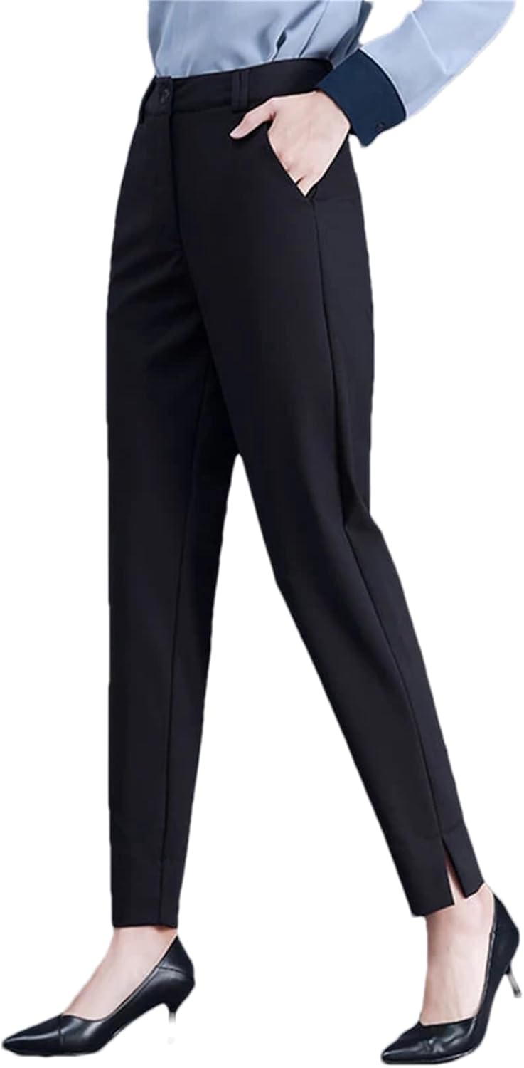 Women's Casual Office Work Suit Pant Business High Waist Slimming Straight Leg Pants