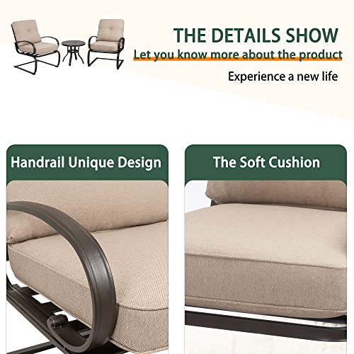 image for Shintenchi Metal Spring Motion Chairs and Round Cafe Table, 3Pcs Outdo