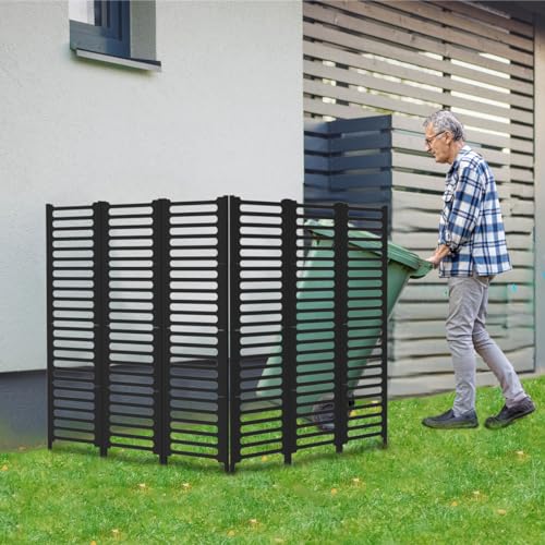 melos Air Conditioner Trash Can Enclosure, Outdoor Privacy Screen, 42.5\'\'H X 47.2\'\' W Privacy Fence Panels, for Yard, Pool Equipment Enclosure for Outdoor, Black