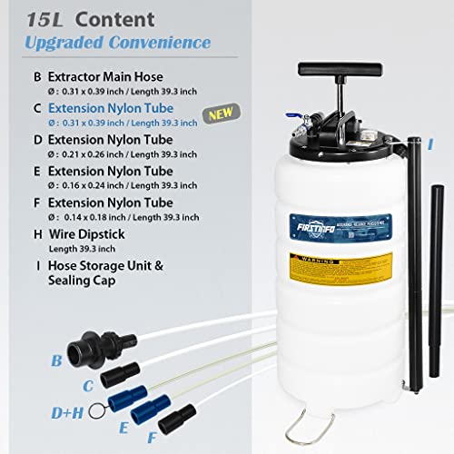Firstinfo A1106Usy5 Patented Pneumatic/Manual 15 Liter Oil/Fluid Vacuum Extractor Pump For Automobile Fluids Evacuation W/Pressure Gauge #TOP2