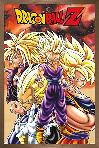 Trends International Dragon Ball Z - Saiyans Wall Poster, 14.725" x 22.375", Bronze Framed Version