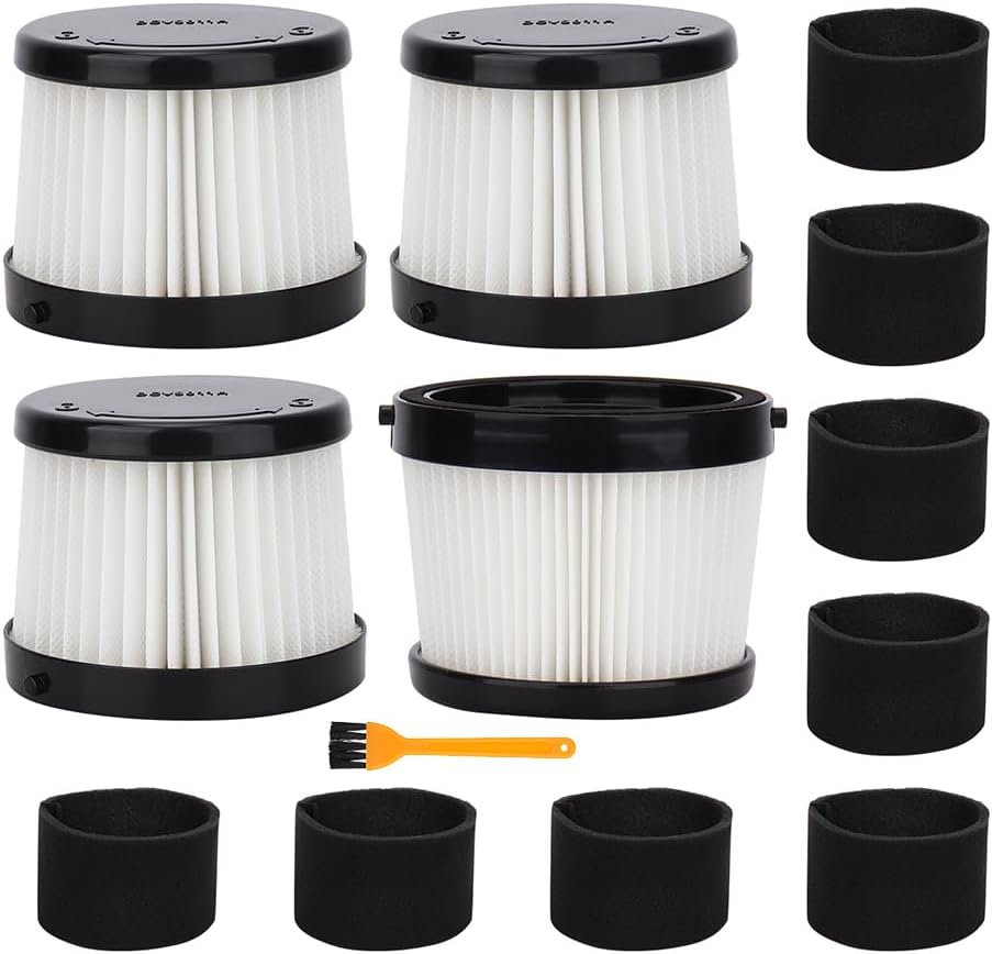 DCV501HB Filter For DEWALT 20V Vacuum Cordless Handheld Vacuum DCV501HB - Compared to Part # DCV5011H - Washable and Reusable - 4 Hepa Filter 8 Foam Filter 1 Brush