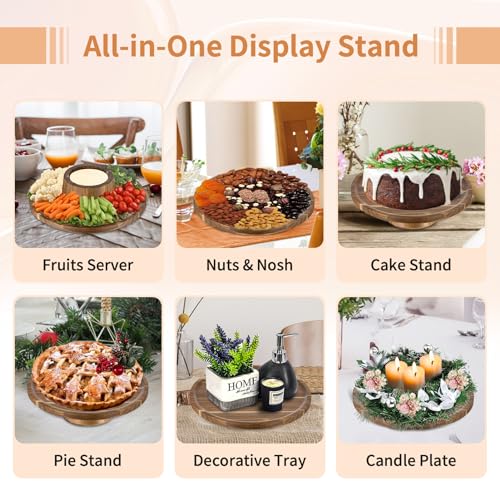 NUPTIO Wood Cake Stand Cupcake Stand: Small Round Cake Display Holder 7.6 Inch Pastry Stands Muffin Snack Platter for Kitchen Wedding Reception Bakery Baby Shower Graduation Dessert Table- 6 Inch Cake by NUPTIO - Image 4