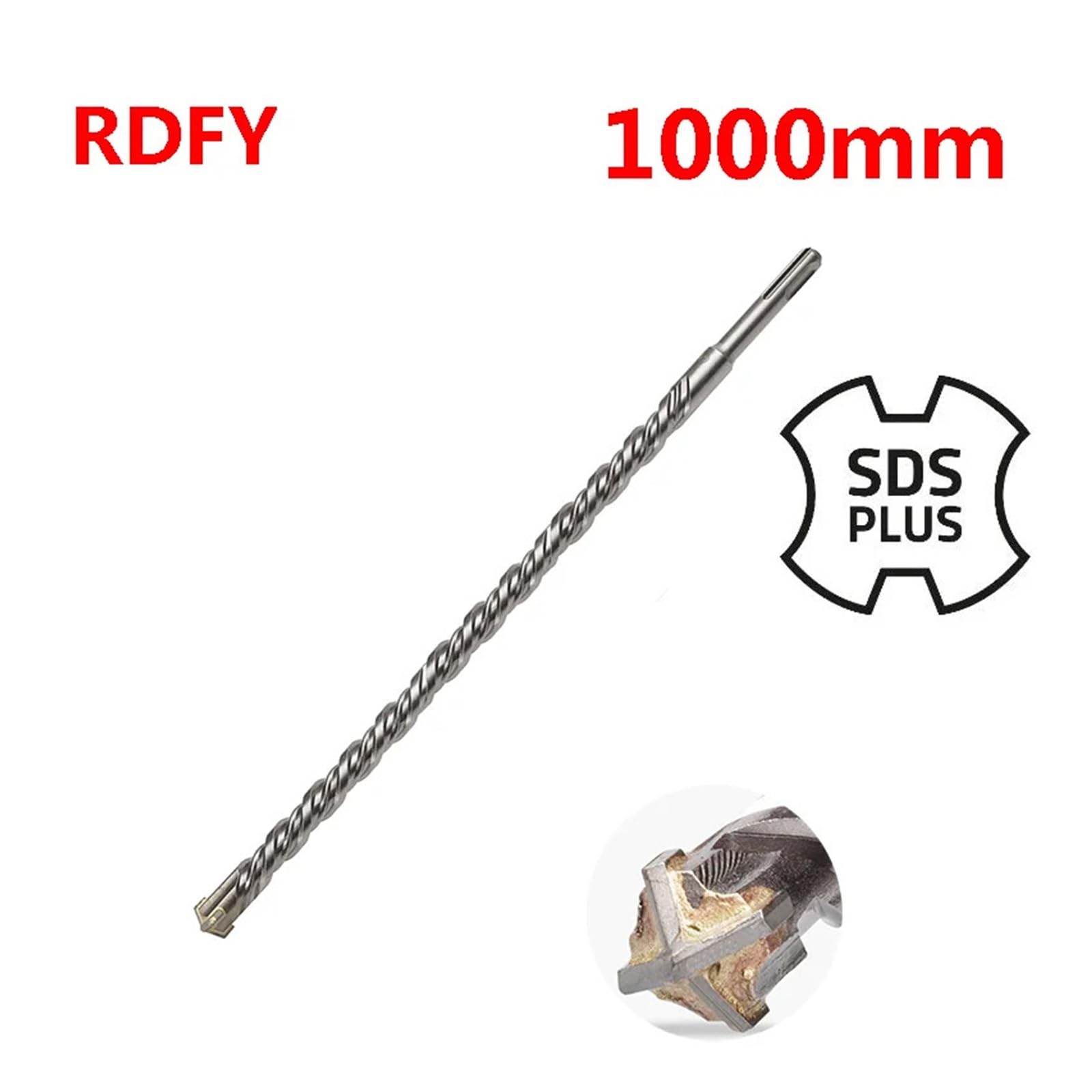 1000mm 1pc SDS PLUS Punta Extra Lunga Estensione Croce Martello Rotante Muri In Cemento Punzone for Pietra(18mm x 1000mm)